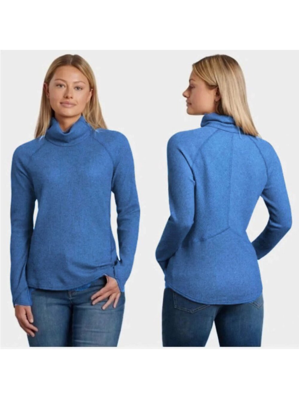 Kuhl Petra Waffle Knit Turtleneck Top Big Sky Blue Size Medium NEW